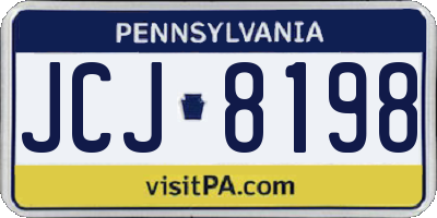 PA license plate JCJ8198