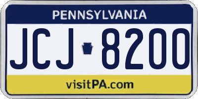 PA license plate JCJ8200
