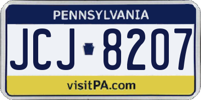PA license plate JCJ8207