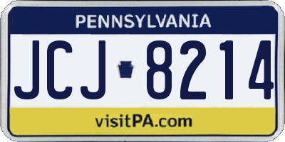 PA license plate JCJ8214