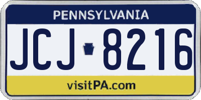 PA license plate JCJ8216