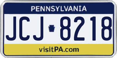 PA license plate JCJ8218