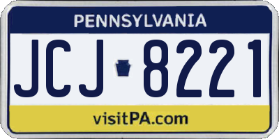 PA license plate JCJ8221