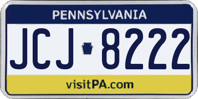 PA license plate JCJ8222