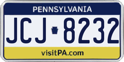 PA license plate JCJ8232