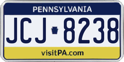PA license plate JCJ8238