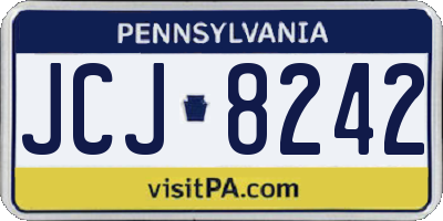 PA license plate JCJ8242