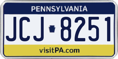 PA license plate JCJ8251