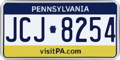 PA license plate JCJ8254