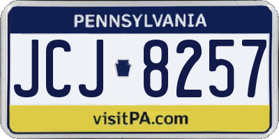 PA license plate JCJ8257