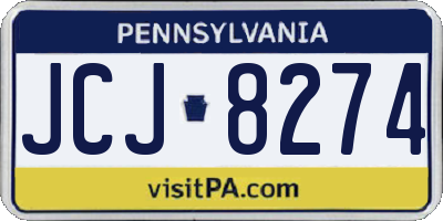 PA license plate JCJ8274