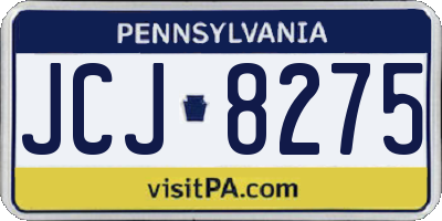 PA license plate JCJ8275