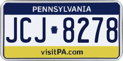 PA license plate JCJ8278