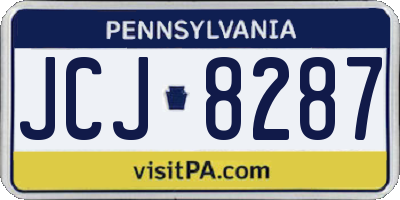 PA license plate JCJ8287