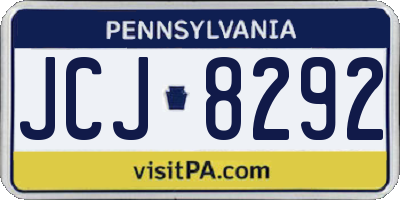 PA license plate JCJ8292