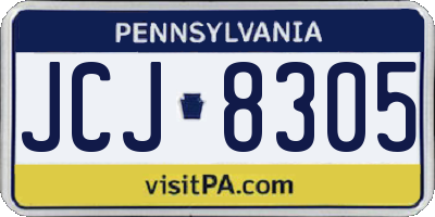 PA license plate JCJ8305