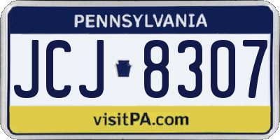 PA license plate JCJ8307