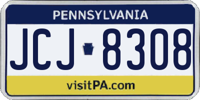 PA license plate JCJ8308