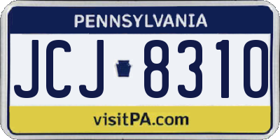PA license plate JCJ8310