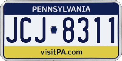 PA license plate JCJ8311