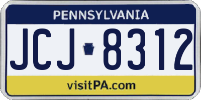 PA license plate JCJ8312
