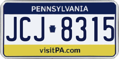 PA license plate JCJ8315