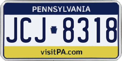 PA license plate JCJ8318