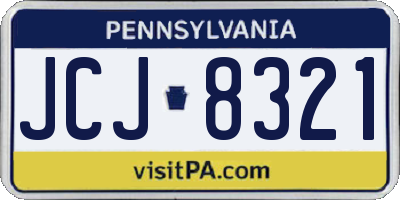 PA license plate JCJ8321