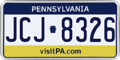 PA license plate JCJ8326