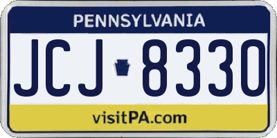 PA license plate JCJ8330