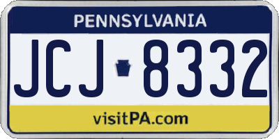 PA license plate JCJ8332