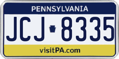 PA license plate JCJ8335