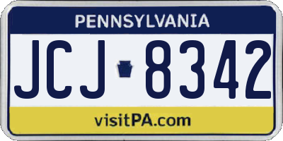 PA license plate JCJ8342