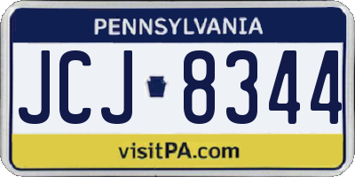 PA license plate JCJ8344