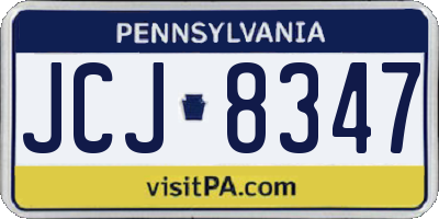 PA license plate JCJ8347