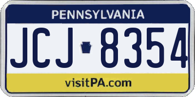 PA license plate JCJ8354