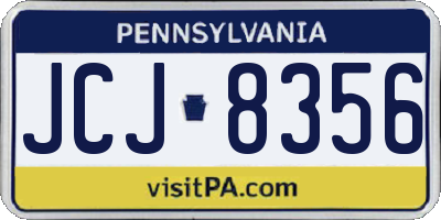 PA license plate JCJ8356