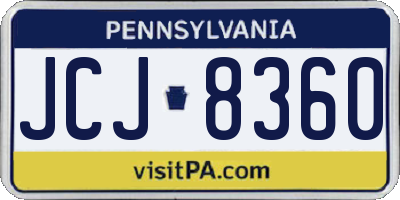 PA license plate JCJ8360