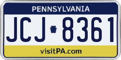 PA license plate JCJ8361
