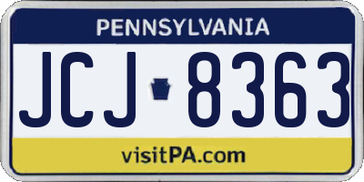 PA license plate JCJ8363