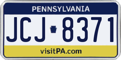 PA license plate JCJ8371