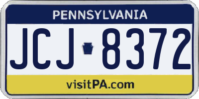 PA license plate JCJ8372