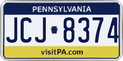 PA license plate JCJ8374