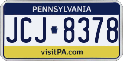PA license plate JCJ8378