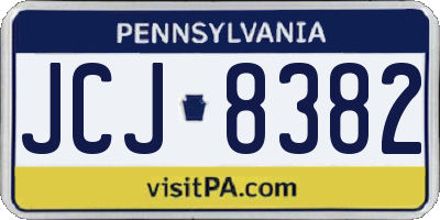 PA license plate JCJ8382