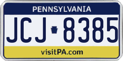 PA license plate JCJ8385