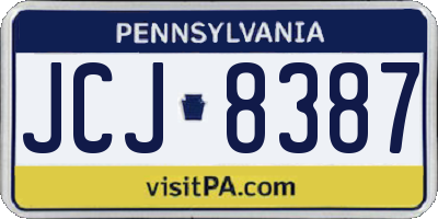 PA license plate JCJ8387