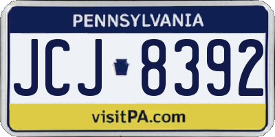 PA license plate JCJ8392