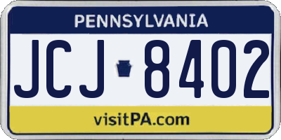 PA license plate JCJ8402