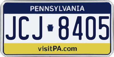 PA license plate JCJ8405